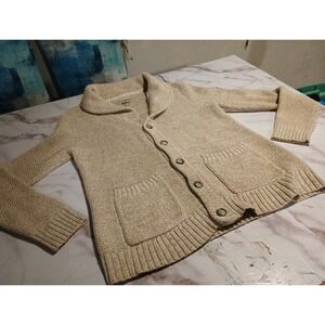 Vtg‎ Shawl-collar O'Hanlon Mills chunky knit clospatch pockets Sweaters Sz S/P
